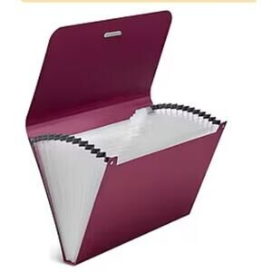 Staples Reinforced Plastic Accordion File 13 Pocket Expanding Letter Purple NEW